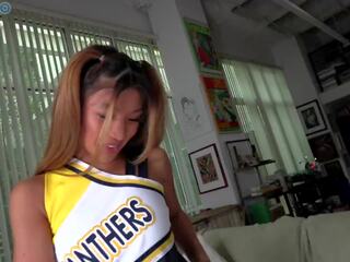 Cheerleader Clara Trinity jerks off Mr. POV in the point-of-view hand job film Coach! It Doesn't Fit!!