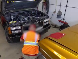Roadside - Brunette Ally Cooper Bangs Her Local Car Mechanic