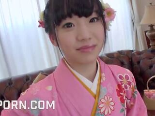 18yo Japanese lady Dressed In Kimono Like smashing Blowjob And Pussy Creampie adult clip shows