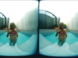 3D-VR video - Blonde asian with big tits in pool