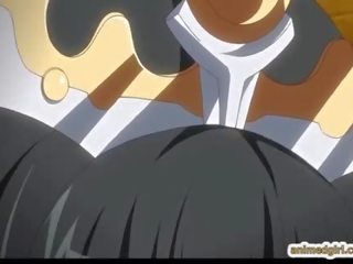 Japoneze anime cuties seks simultan në the burg