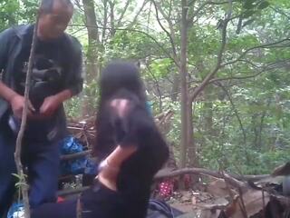 Asian Step Dad Doing Bareback In The Woods With Younger Prostitut