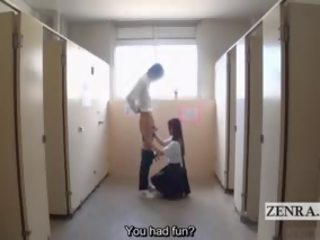 Subtitled CFNM Japan damsel Bathroom prick Washing